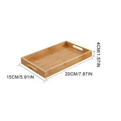 Bamboo Wooden Tea Tray with Handles - Durable Dinner Plate Stand